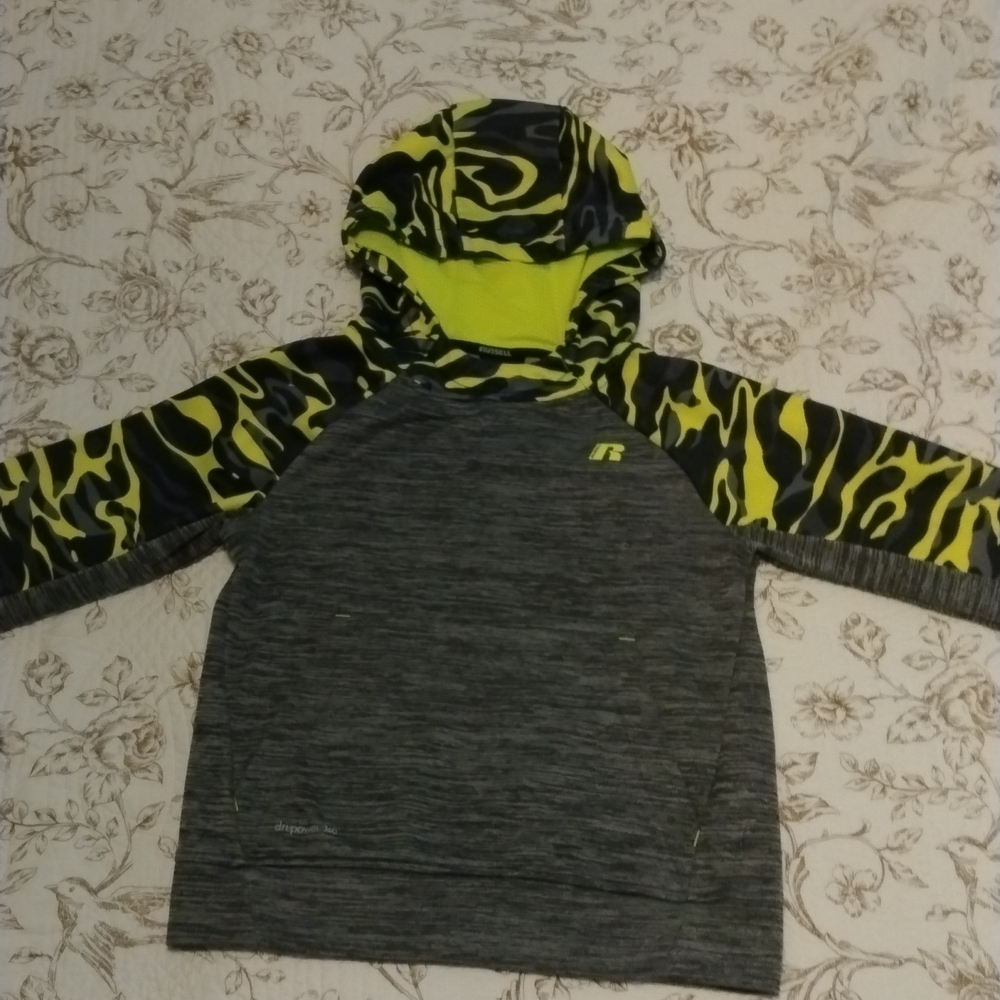 Russell boys hoodie neon camo size small 6/7